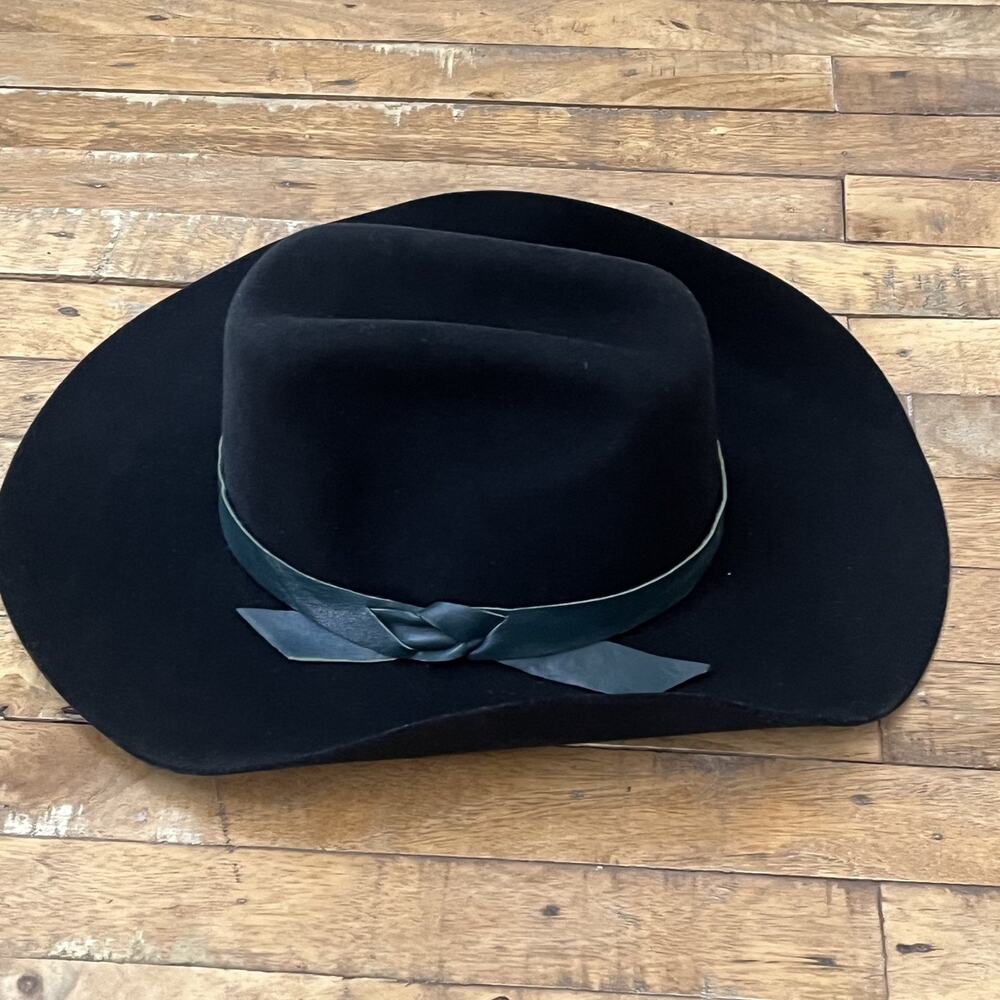 Bradford By Resistol Western Premium Wool Black Cowboy Hat Black Leather Band